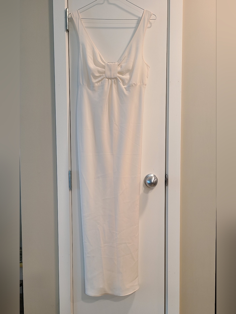 Vtg 90s Unmentionables Cream Midi Slip Dress with Bow Detail 🎀
